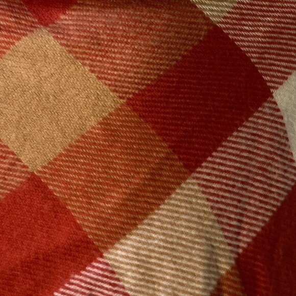 Scarf or Wrap Oversized Red & Camel color block plaid large soft comfy war - Picture 5 of 5
